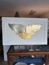 Load image into Gallery viewer, Silver whale tail with golden water
